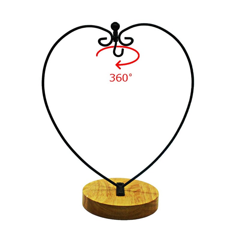 YY YEARCHY Ornament Display Stand Indoor Metal Stand Terrarium Air Plant Stand Flower Pot Holder Iron Pothook Stand for Hanging Glass Globe Ball (Heart round wood) - Image 5